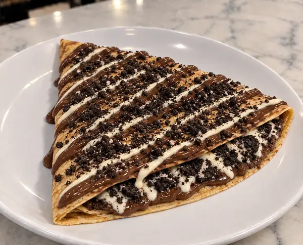 Oreo Banana Crêpe from Drizzled dessert trailer in Stockton, CA